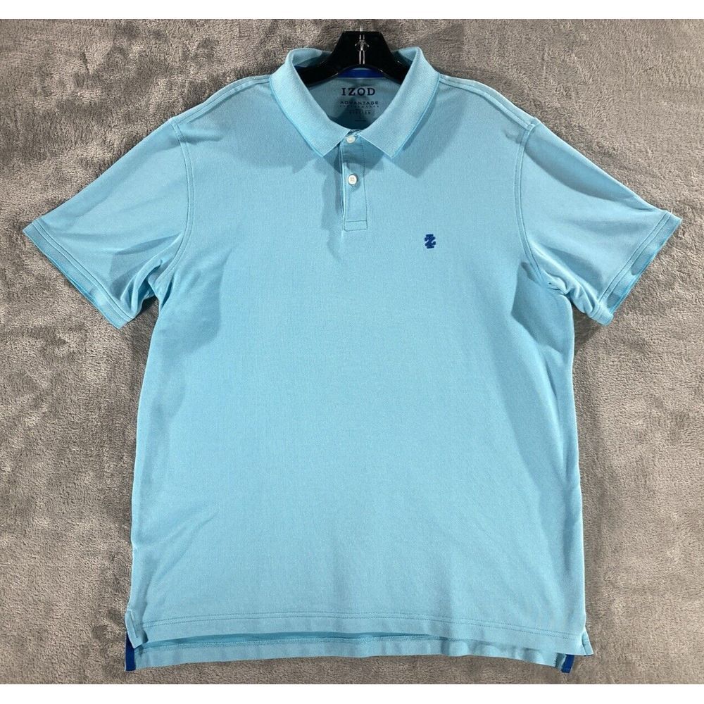 Izod Advantage Performance Stretch‎ Mens Size L Shortsleeve Sky Blue Polo Shirt